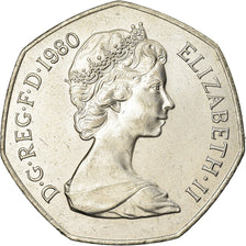 Coin, Great Britain, Elizabeth II, 50 New Pence, 1980, AU(55-58), Copper-nickel