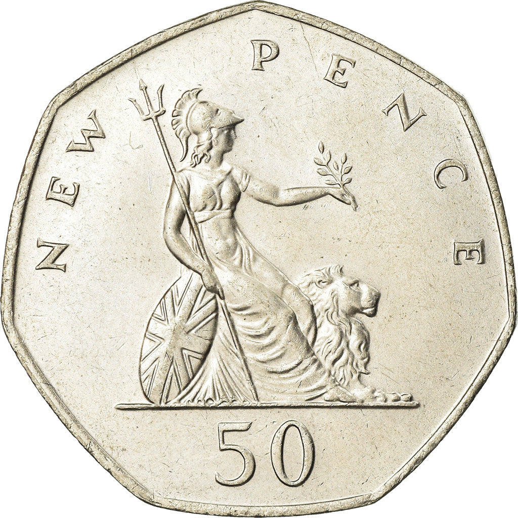 Coin, Great Britain, Elizabeth II, 50 New Pence, 1980, AU(55-58), Copper-nickel