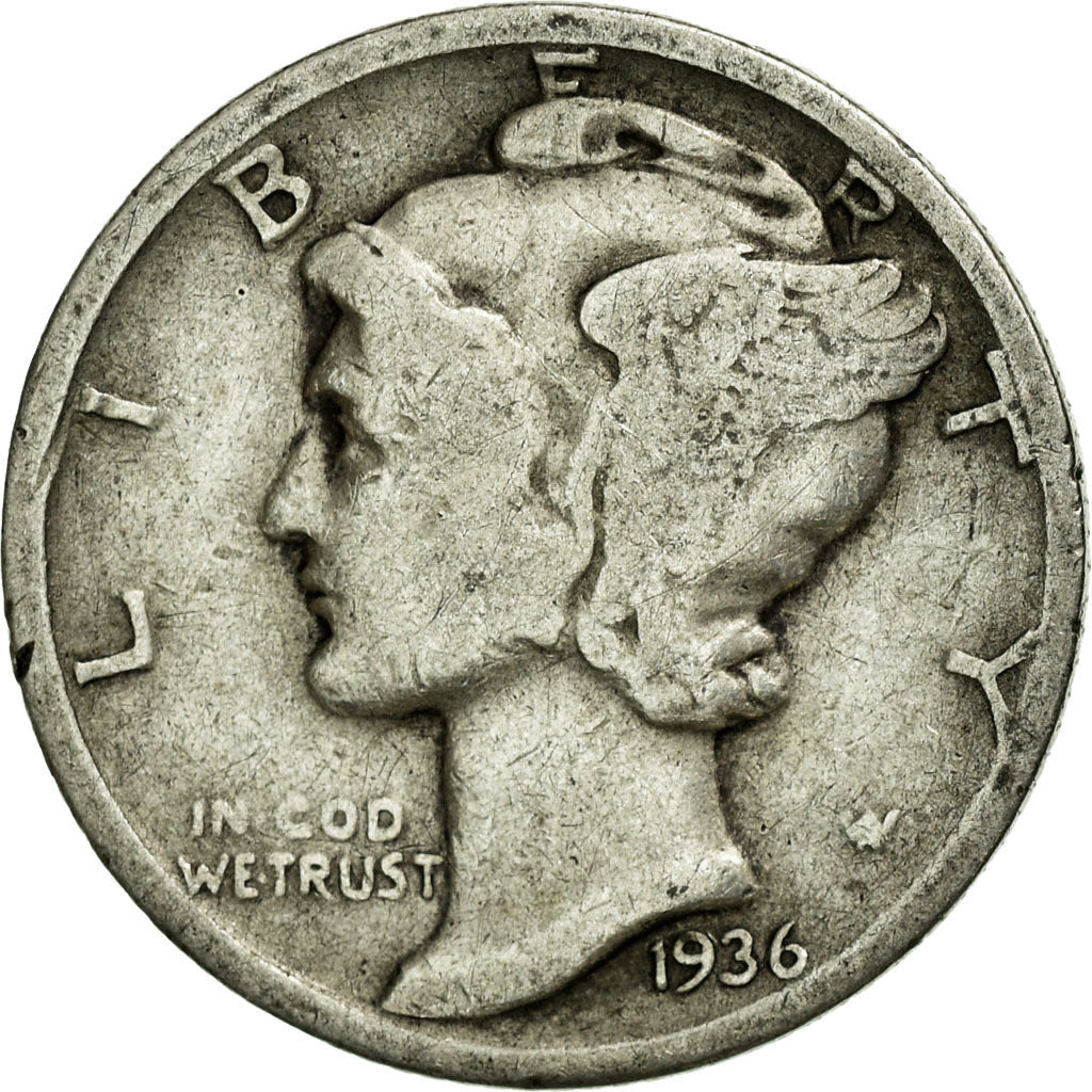 Moneta, Stati Uniti, Mercury Dime, Dime, 1936, U.S. Mint, Denver, MB, Argento