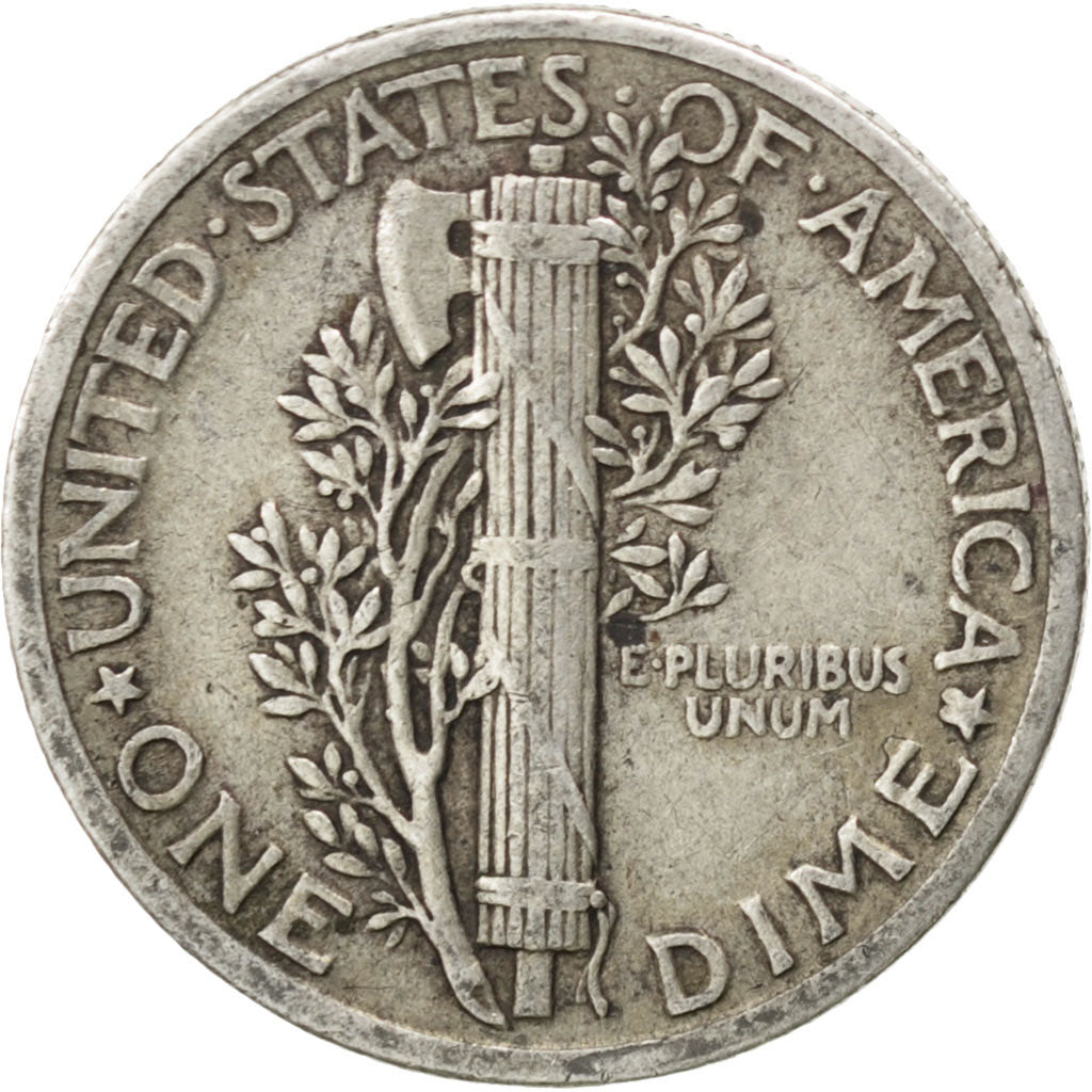 UNITED STATES, Mercury Dime, Dime, 1936, U.S. Mint, KM #140, VF(20-25), Silver,.