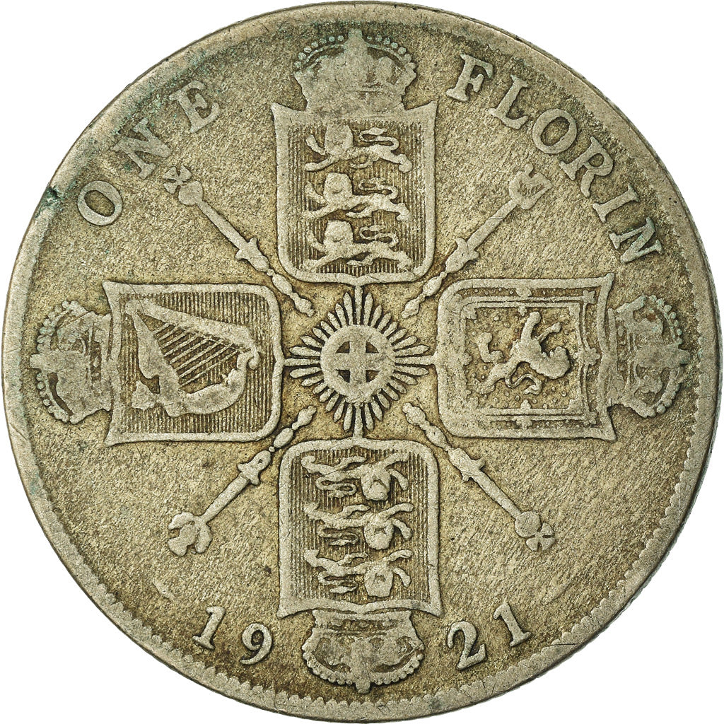 Moneta, Gran Bretagna, George V, Florin, Two Shillings, 1921, MB, Argento