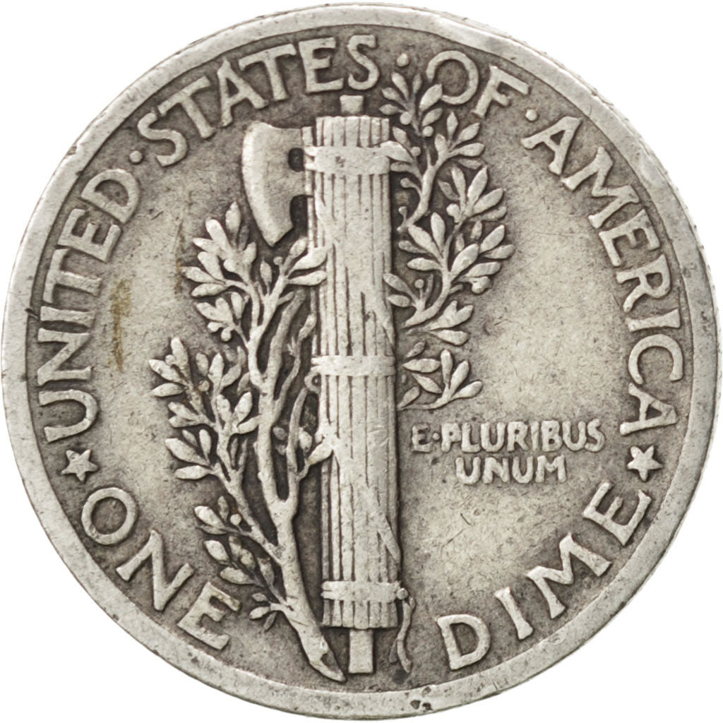 UNITED STATES, Mercury Dime, Dime, 1936, U.S. Mint, KM #140, VF(20-25), Silver,.