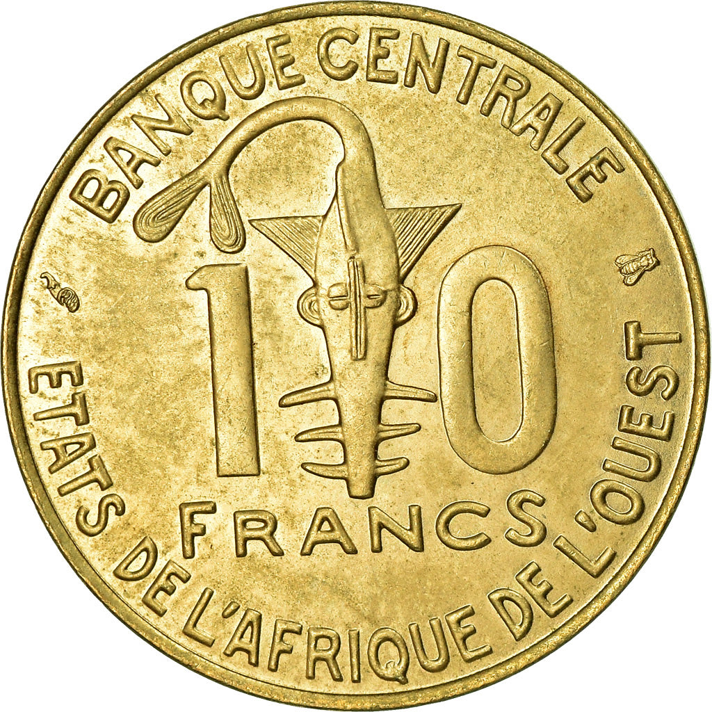 Monnaie, West African States, 10 Francs, 1999, TTB, Aluminum-Bronze, KM:10