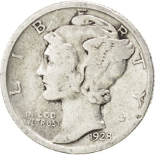 UNITED STATES, Mercury Dime, Dime, 1928, U.S. Mint, KM #140, VF(20-25), Silver,.