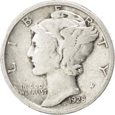 UNITED STATES, Mercury Dime, Dime, 1928, U.S. Mint, KM #140, VF(20-25), Silver,.