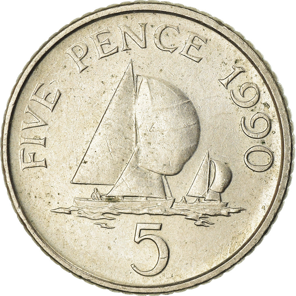 Coin, Guernsey, Elizabeth II, 5 Pence, 1990, British Royal Mint, EF(40-45)