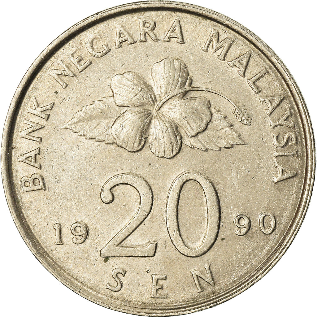 Münze, Malaysia, 20 Sen, 1990, SS, Copper-nickel, KM:52