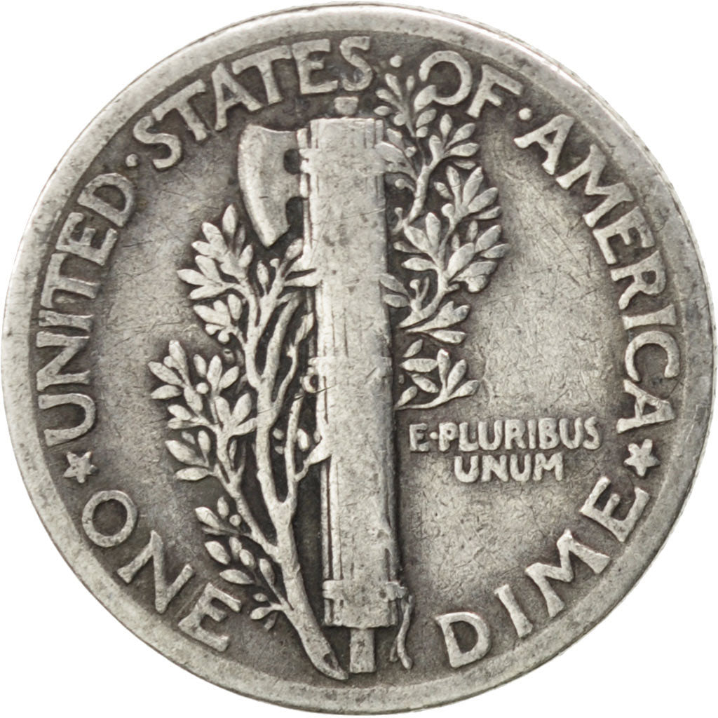 UNITED STATES, Mercury Dime, Dime, 1928, U.S. Mint, KM #140, VF(30-35), Silver,.