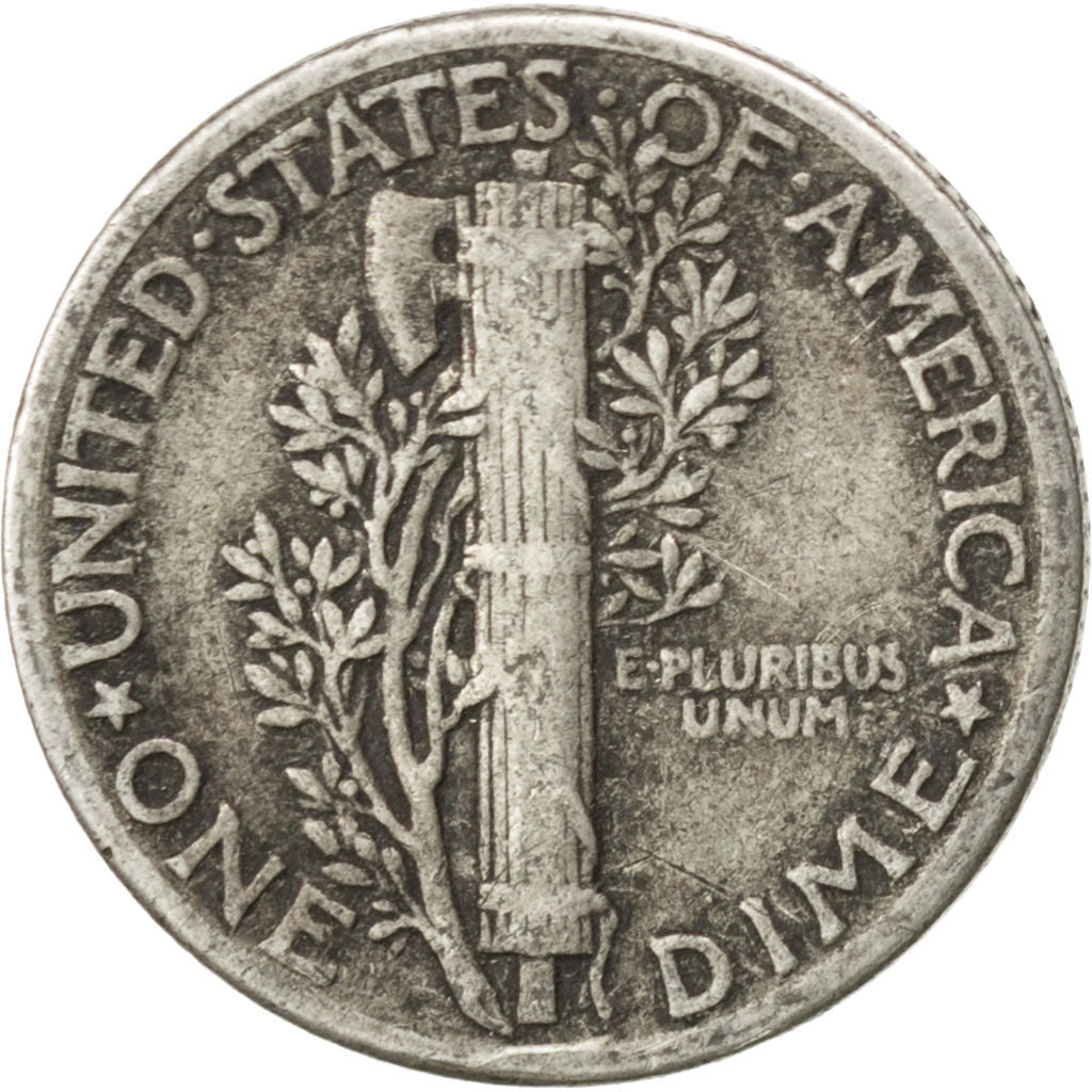 UNITED STATES, Mercury Dime, Dime, 1928, U.S. Mint, KM #140, VF(30-35), Silver,.