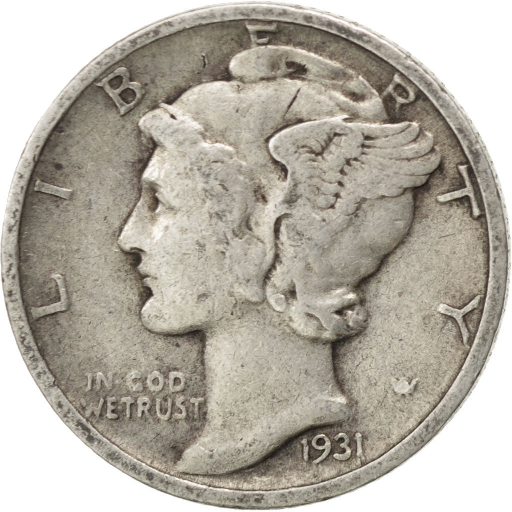 UNITED STATES, Mercury Dime, Dime, 1931, U.S. Mint, KM #140, VF(30-35), Silver,.