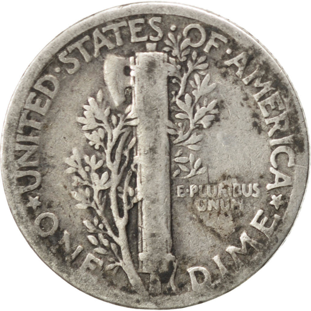 UNITED STATES, Mercury Dime, Dime, 1929, U.S. Mint, KM #140, VF(30-35), Silver,.