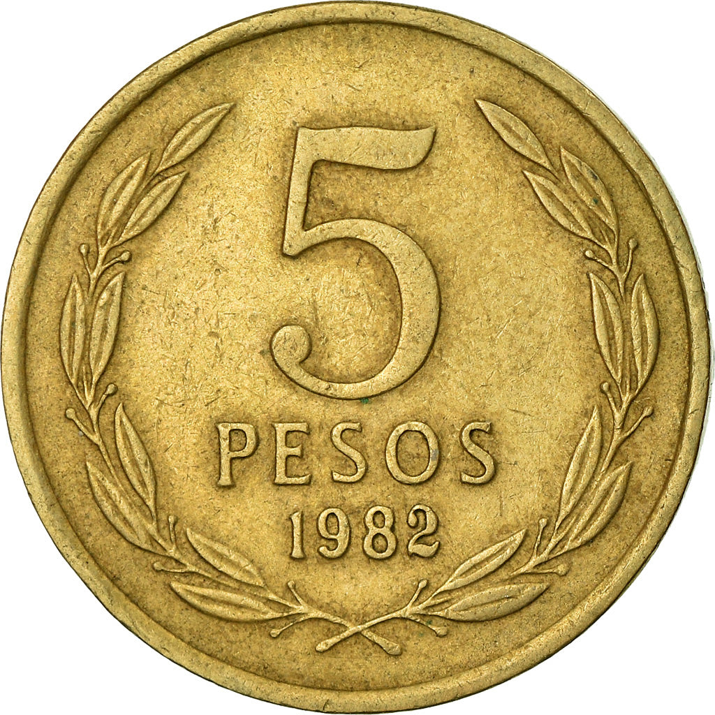 Coin, Chile, 5 Pesos, 1982, Santiago, EF(40-45), Aluminum-Bronze, KM:217.1