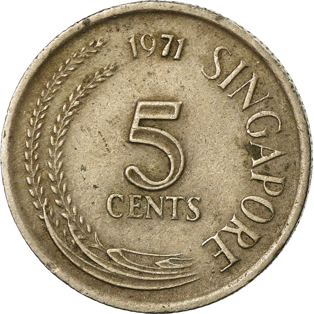 Coin, Singapore, 5 Cents, 1971, Singapore Mint, EF(40-45), Copper-nickel, KM:2