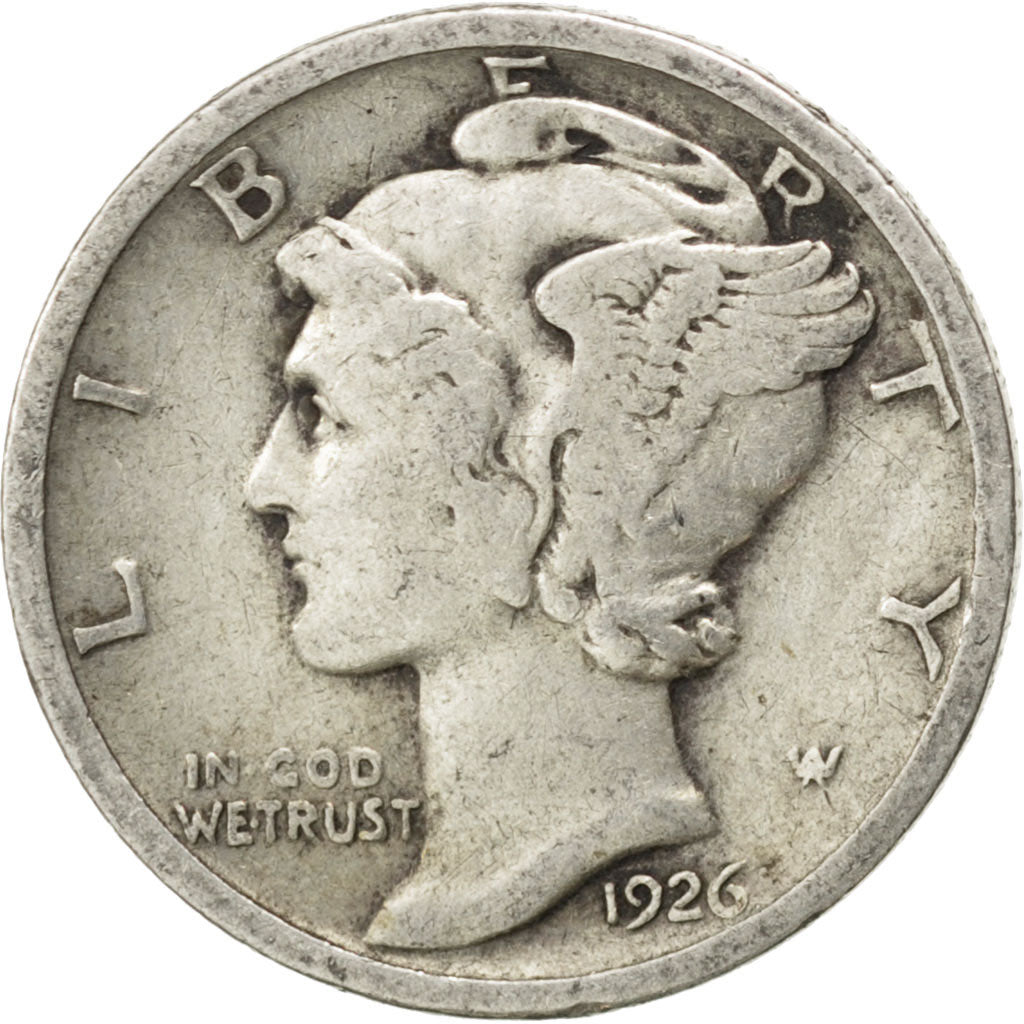 UNITED STATES, Mercury Dime, Dime, 1926, U.S. Mint, KM #140, VF(30-35), Silver,.
