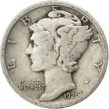 UNITED STATES, Mercury Dime, Dime, 1926, U.S. Mint, KM #140, VF(30-35), Silver,.