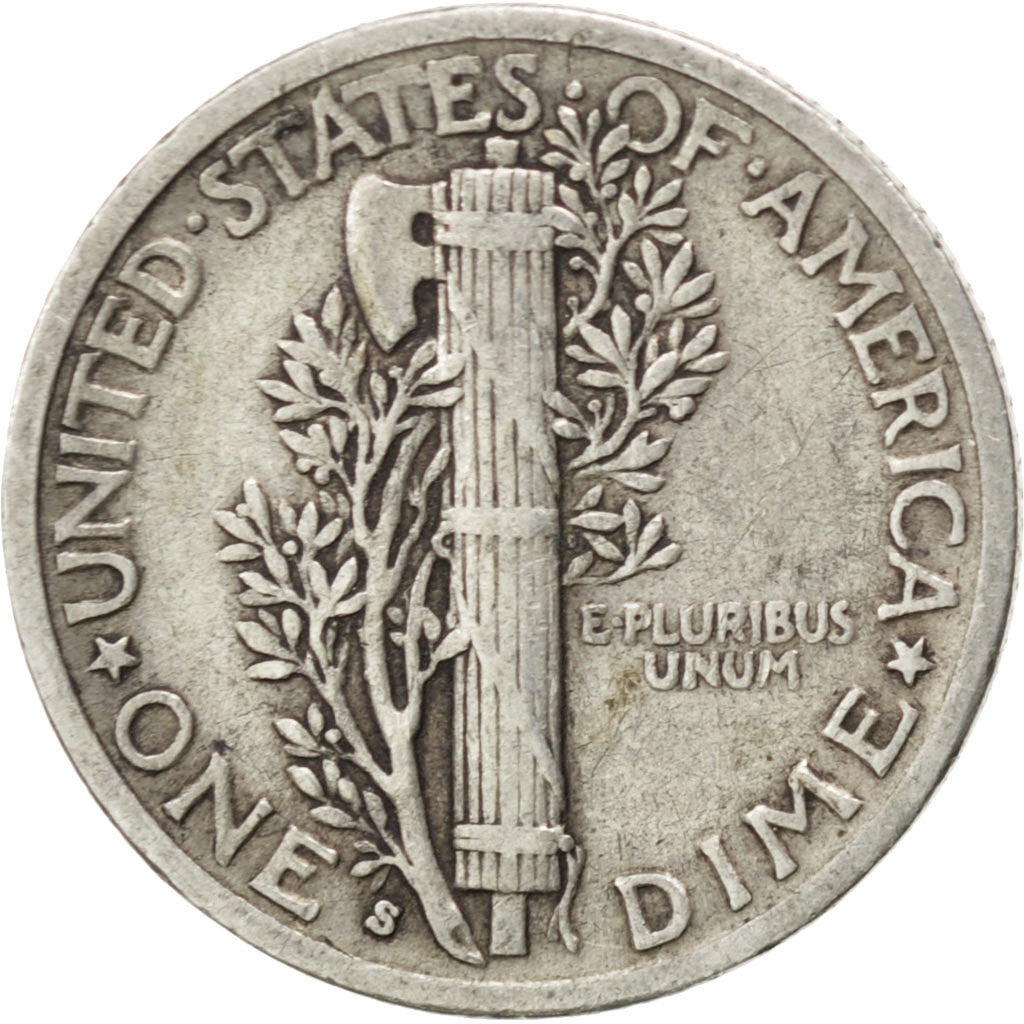 UNITED STATES, Mercury Dime, Dime, 1937, U.S. Mint, KM #140, VF(30-35), Silver,.