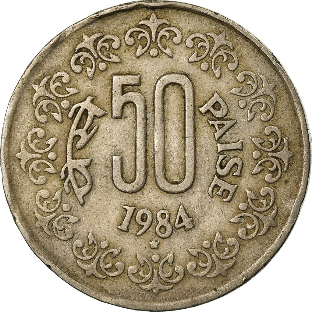 Coin, INDIA-REPUBLIC, 50 Paise, 1984, EF(40-45), Copper-nickel, KM:65