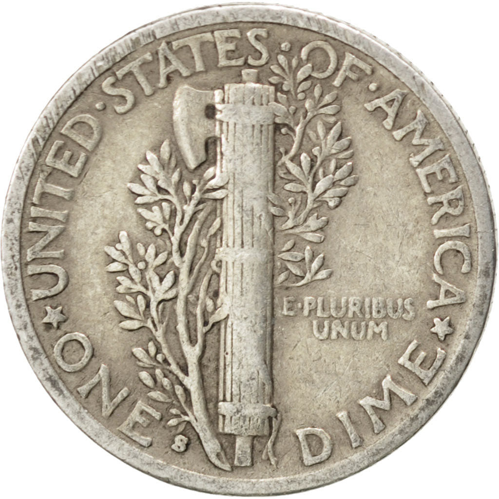 UNITED STATES, Mercury Dime, Dime, 1937, U.S. Mint, KM #140, VF(30-35), Silver,.