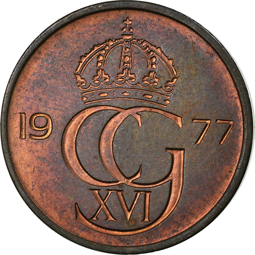 Münze, Schweden, Carl XVI Gustaf, 5 Öre, 1977, SS, Bronze, KM:849