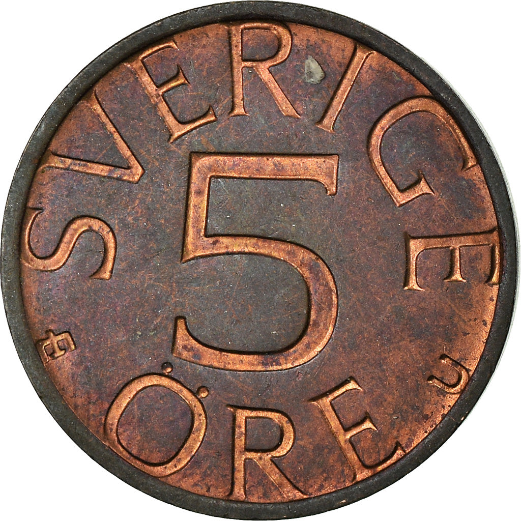 Münze, Schweden, Carl XVI Gustaf, 5 Öre, 1977, SS, Bronze, KM:849