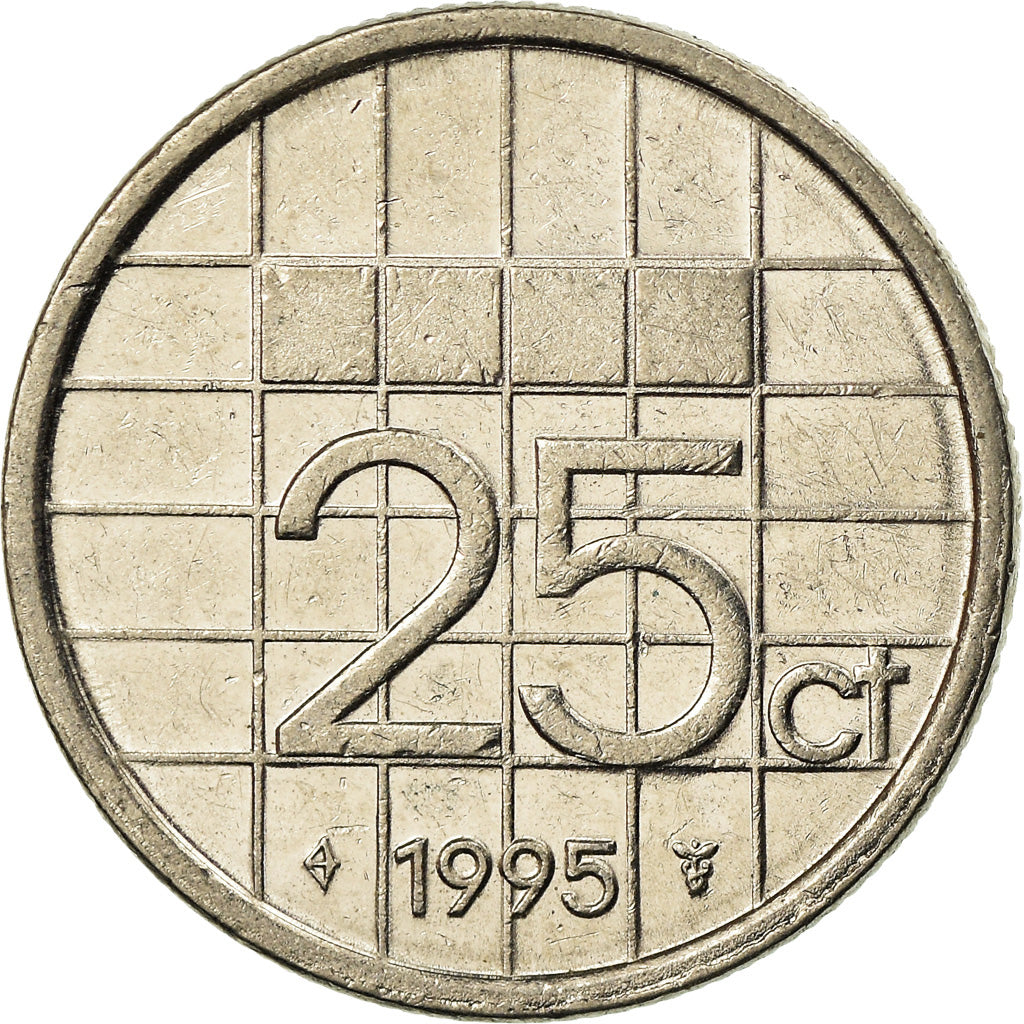 Moeda, Países Baixos, Beatrix, 25 Cents, 1995, EF(40-45), Níquel, KM:204
