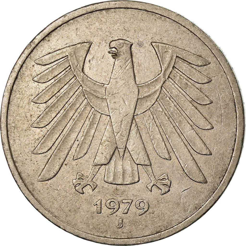Coin, GERMANY - FEDERAL REPUBLIC, 5 Mark, 1979, Hambourg, EF(40-45)