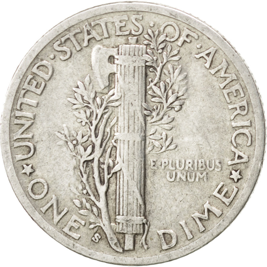 UNITED STATES, Mercury Dime, Dime, 1937, U.S. Mint, KM #140, EF(40-45), Silver,.