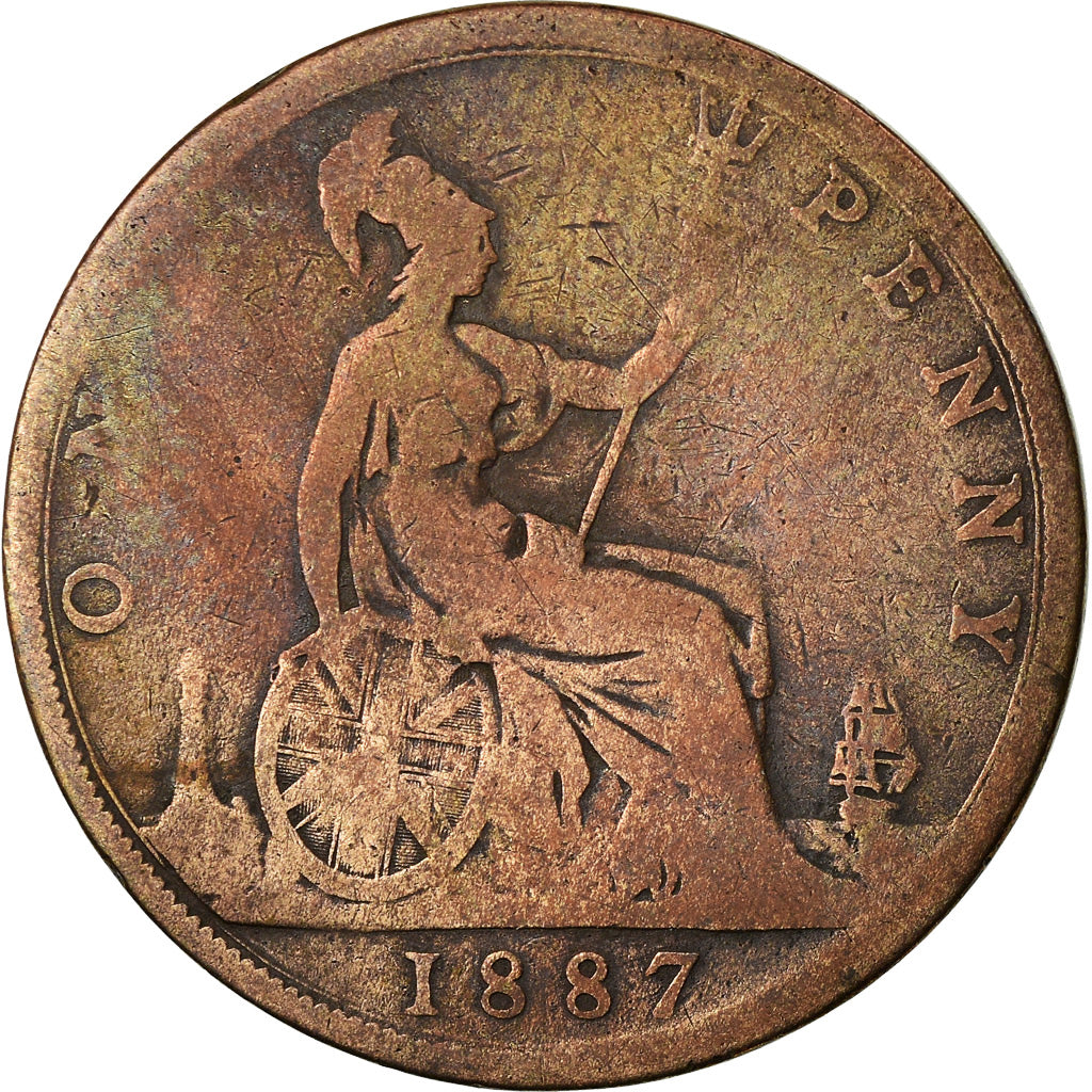 Coin, Great Britain, Victoria, Penny, 1887, F(12-15), Bronze, KM:755
