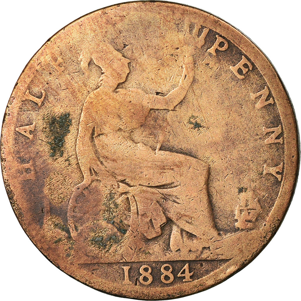 Munten, Groot Bretagne, Victoria, 1/2 Penny, 1884, ZG+, Bronze, KM:754