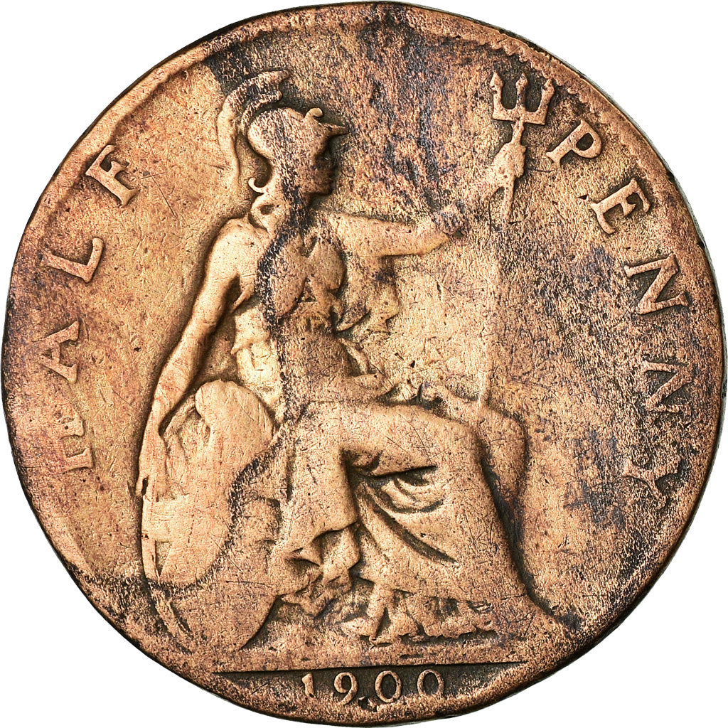 Moneta, Gran Bretagna, Victoria, 1/2 Penny, 1900, MB, Bronzo, KM:789