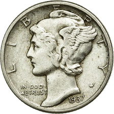 Coin, United States, Mercury Dime, Dime, 1937, U.S. Mint, Philadelphia