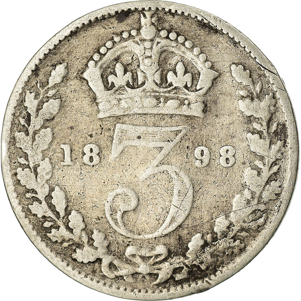 Coin, Great Britain, Victoria, 3 Pence, 1898, VF(30-35), Silver, KM:777
