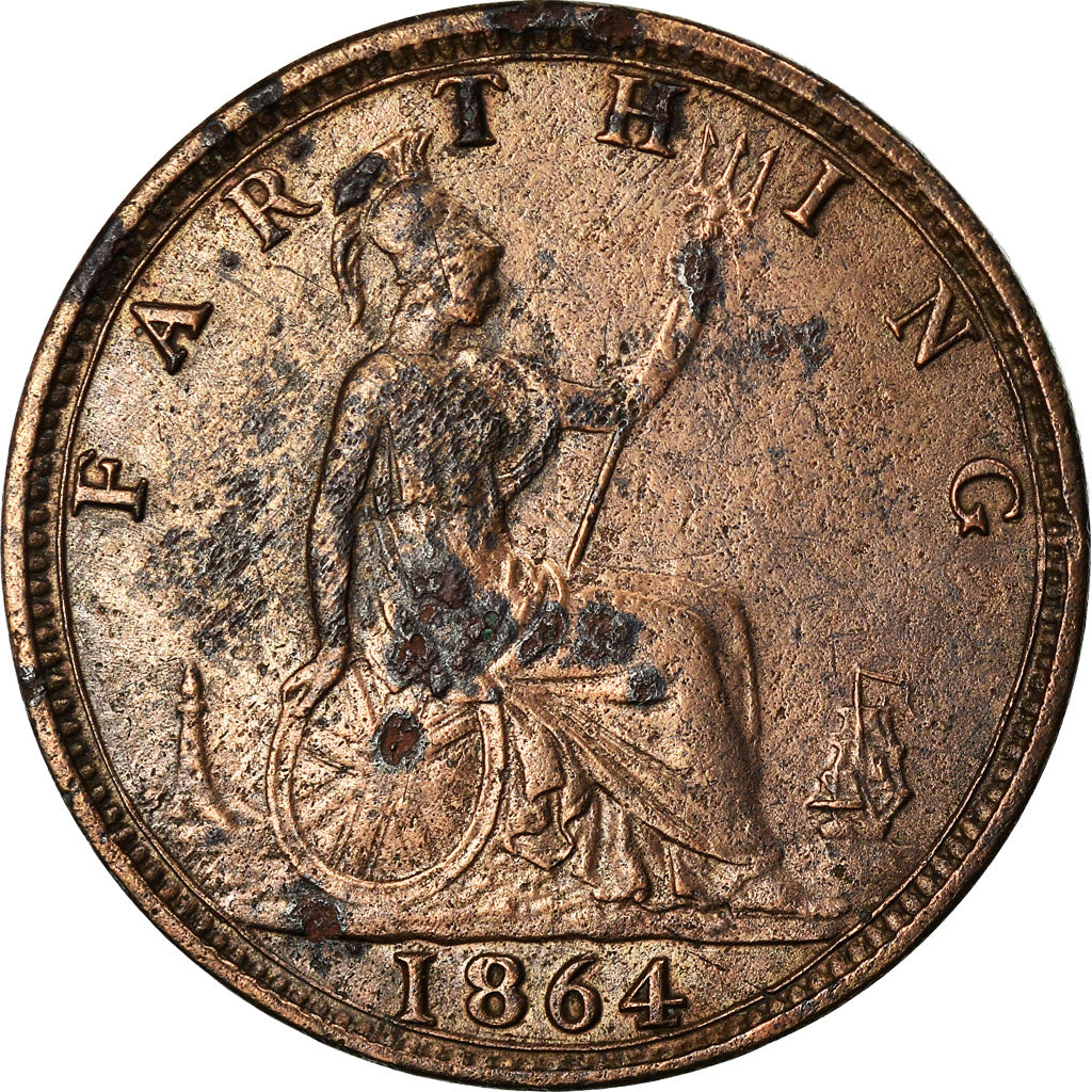 Coin, Great Britain, Victoria, Farthing, 1864, EF(40-45), Bronze, KM:747.2