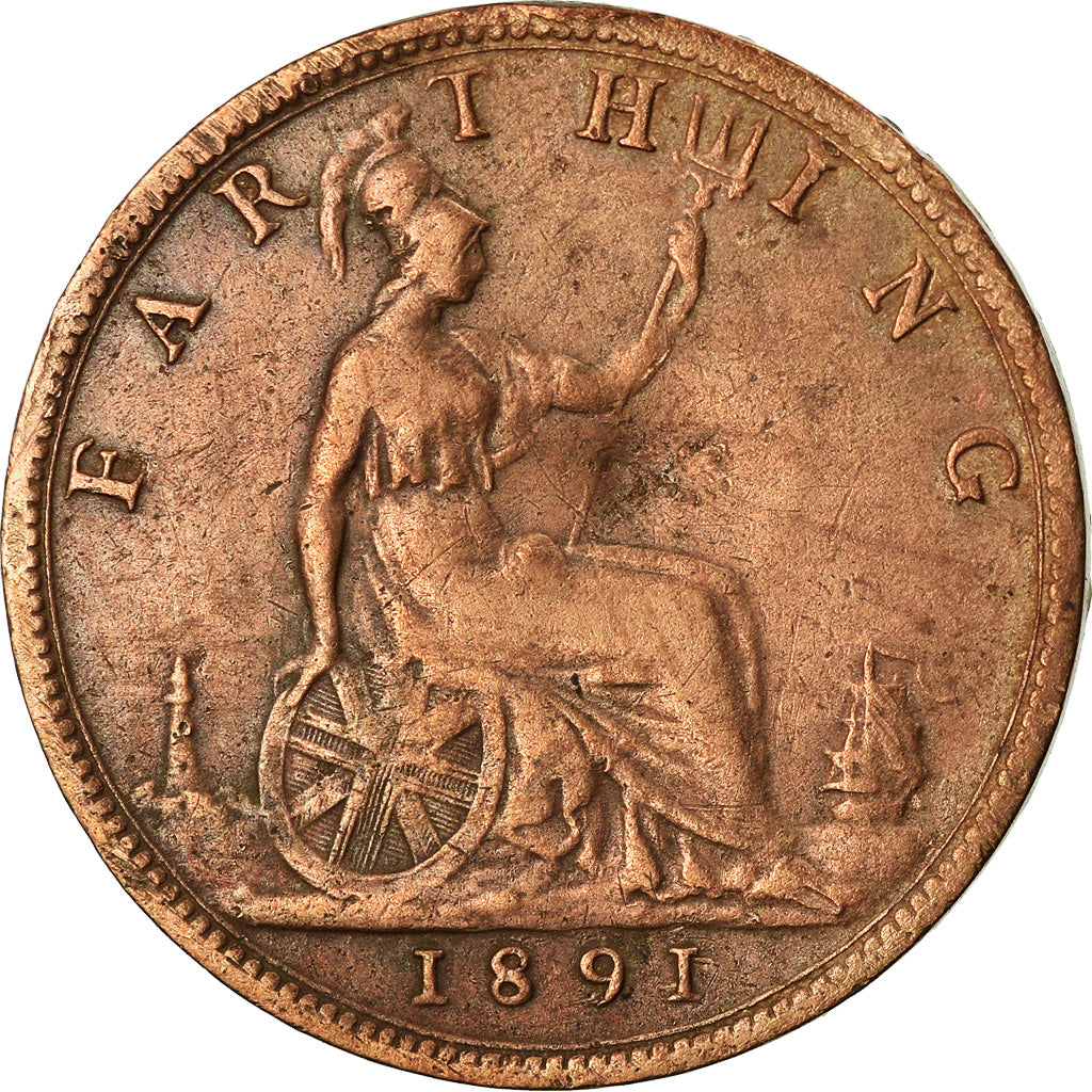 Coin, Great Britain, Victoria, Farthing, 1891, EF(40-45), Bronze, KM:753
