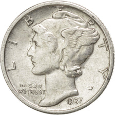 Coin, United States, Mercury Dime, Dime, 1937, U.S. Mint, San Francisco