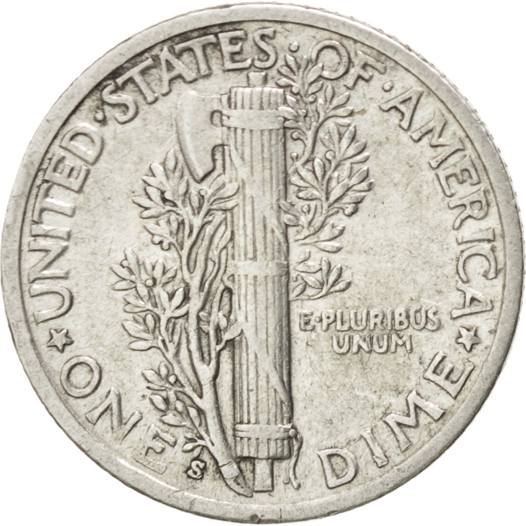 Coin, United States, Mercury Dime, Dime, 1937, U.S. Mint, San Francisco