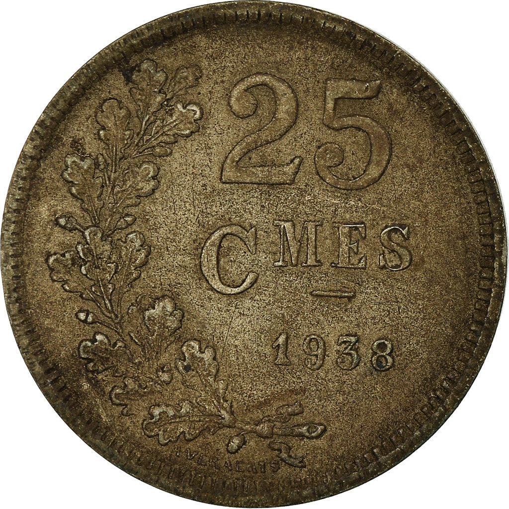 Coin, Luxembourg, Charlotte, 25 Centimes, 1938, EF(40-45), Copper-nickel