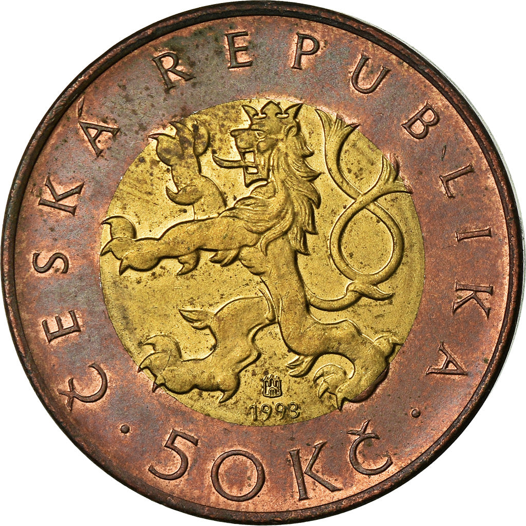 Coin, Czech Republic, 50 Korun, 1998, EF(40-45), Bi-Metallic, KM:1