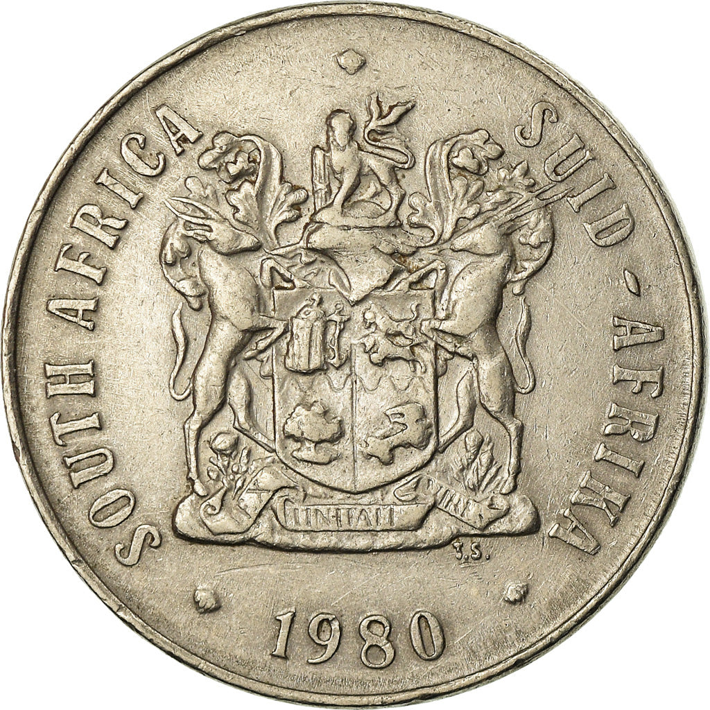 Coin, South Africa, 50 Cents, 1980, EF(40-45), Nickel, KM:87