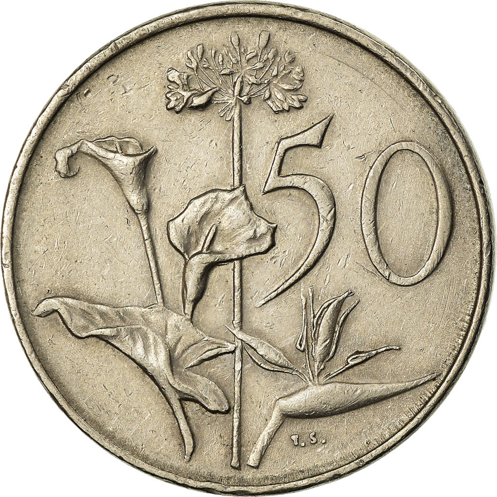 Coin, South Africa, 50 Cents, 1980, EF(40-45), Nickel, KM:87