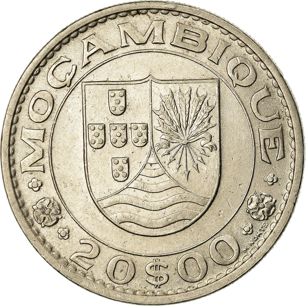 Coin, Mozambique, 20 Escudos, 1972, AU(55-58), Nickel, KM:87