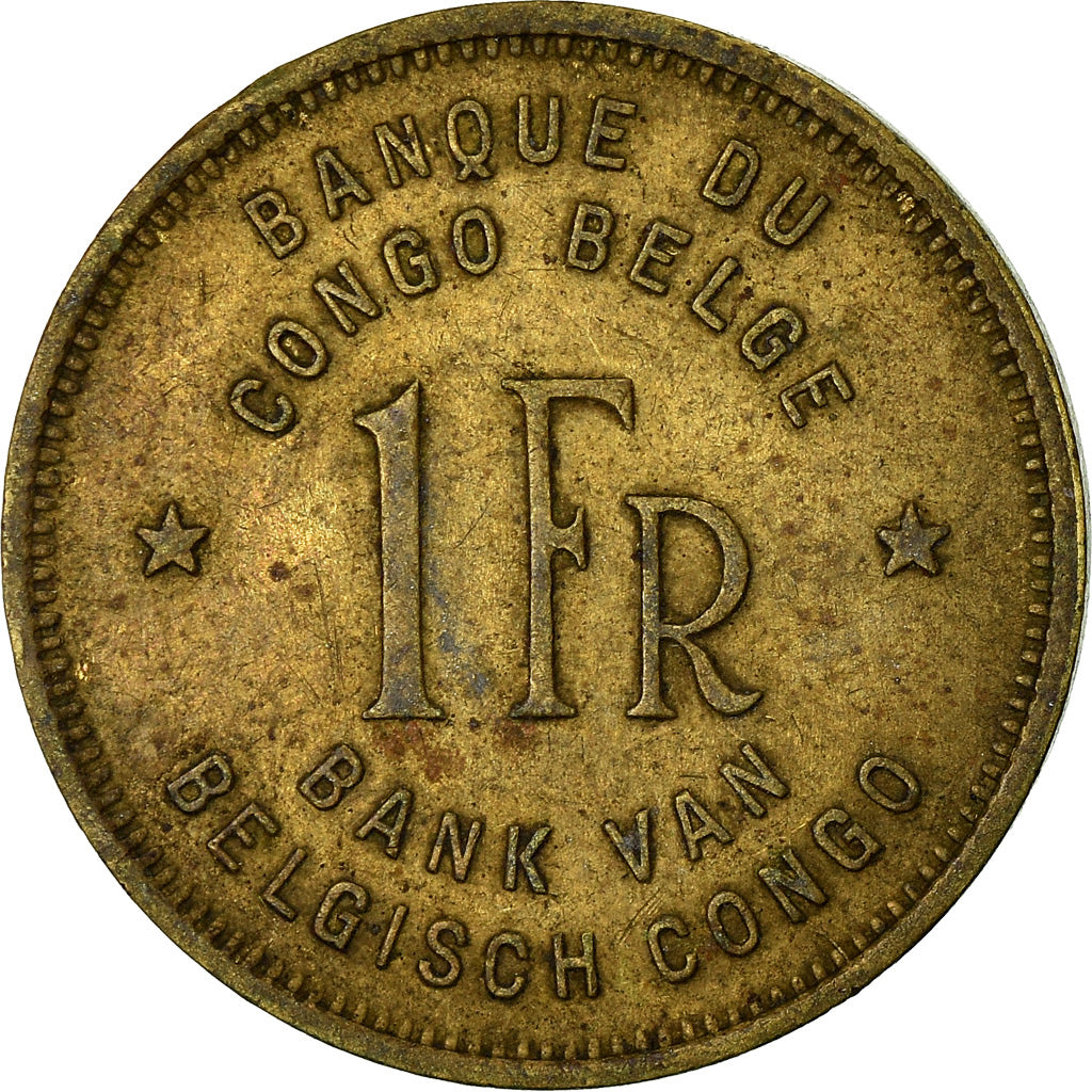 Coin, Belgian Congo, Franc, 1944, EF(40-45), Brass, KM:26