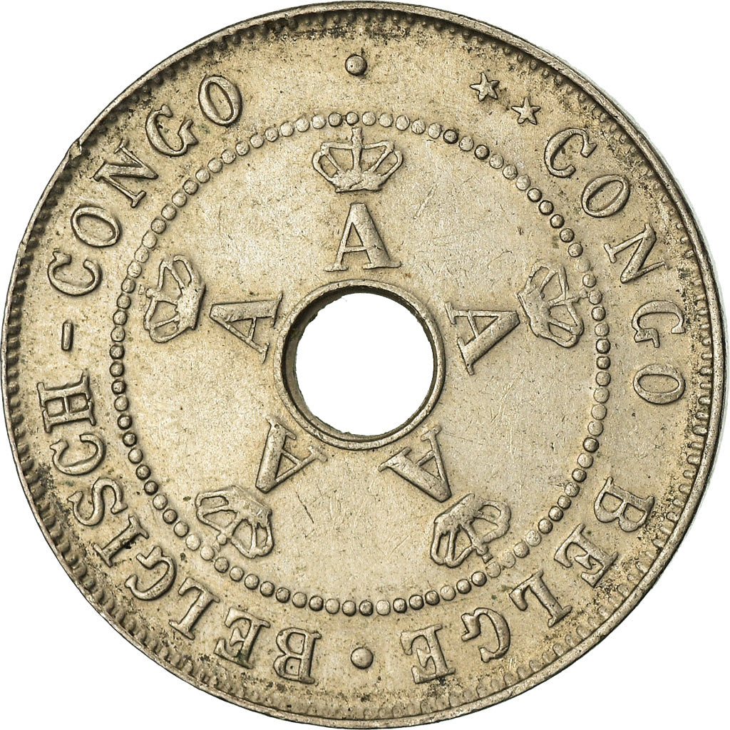 Moneta, Congo belga, 10 Centimes, 1917, Heaton, Birmingham, BB, Rame-nichel