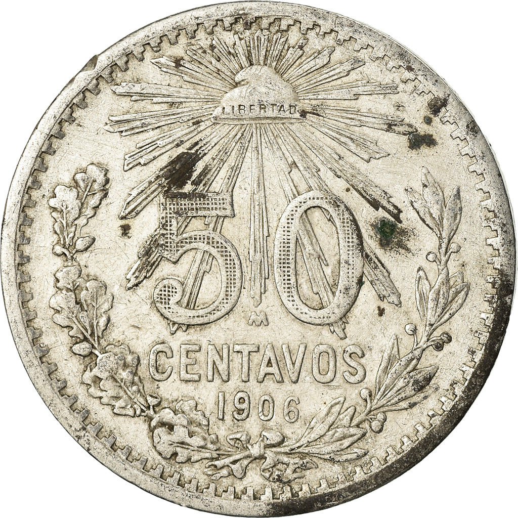 Moneda, México, 50 Centavos, 1906, Mexico City, MBC, Plata, KM:445