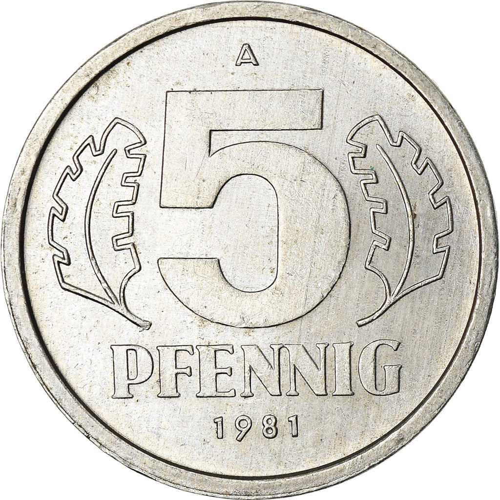 Coin, GERMAN-DEMOCRATIC REPUBLIC, 5 Pfennig, 1981, Berlin, EF(40-45), Aluminum