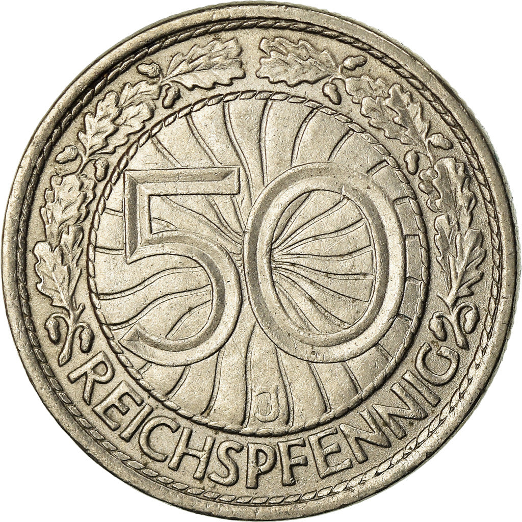 Monnaie, Allemagne, République de Weimar, 50 Reichspfennig, 1927, Hambourg
