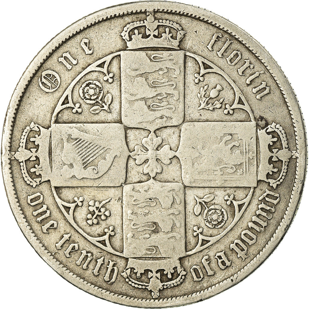 Coin, Great Britain, Victoria, Florin, Two Shillings, 1887, VF(20-25), Silver
