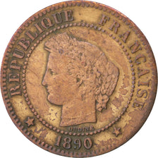Moneta, Francia, Cérès, 2 Centimes, 1890, Paris, MB, Bronzo, KM:827.1