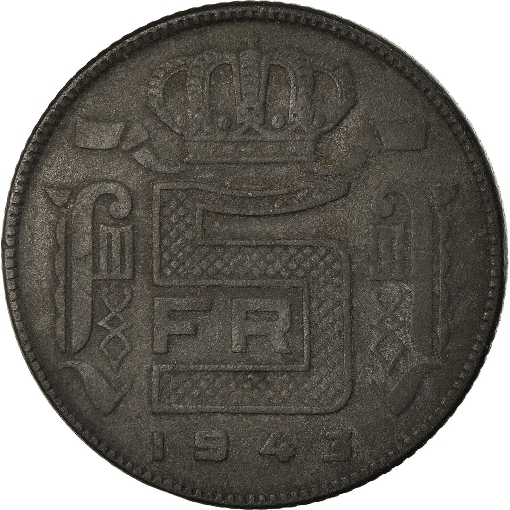 Monnaie, Belgique, 5 Francs, 5 Frank, 1943, TTB, Zinc, KM:129.1