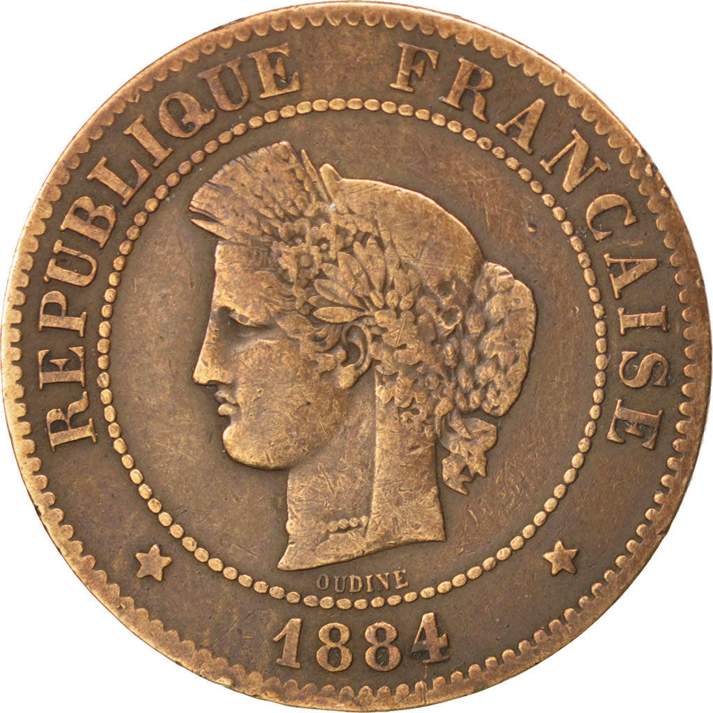 Monnaie, France, Cérès, 5 Centimes, 1884, Paris, TB, Bronze, KM:821.1